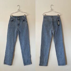 𝅺momokrom High Rise Split Hem Straight Leg Jeans